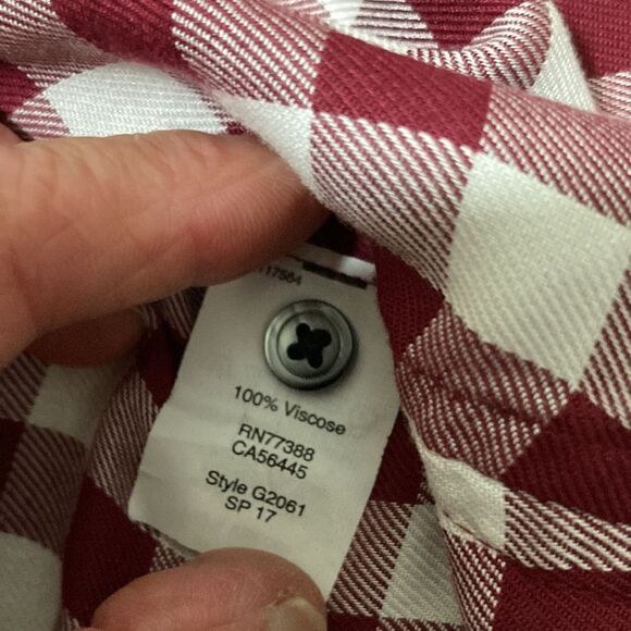 Madewell burgundy and white checked oversized blouse size XXS - Picture 7 of 7